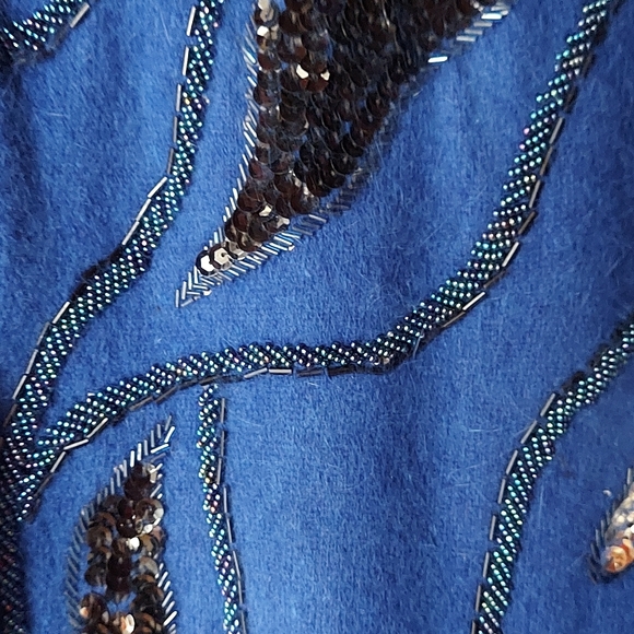 Cee Gee By Sue Wong Vintage Cobalt Blue Lambswool Blend Sweater Dress - Picture 7 of 14